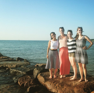 We made it to the beach! (From left to right: Frankie Leech, Bryn Mawr; Nathalie Moore, College of William and Mary; Kassandra Baron, Washington and Jefferson; Caitlin Bauer, Bryn Mawr)